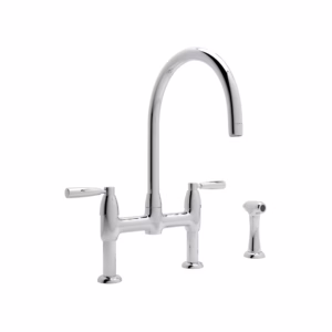 Perrin & Rowe | Polished Chrome Holborn™ Bridge Kitchen Faucet With C-Spout and Side Spray
