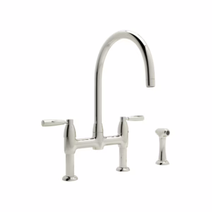 Perrin & Rowe | Polished Nickel Holborn™ Bridge Kitchen Faucet With C-Spout and Side Spray