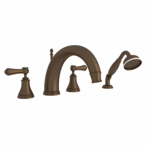 Perrin & Rowe | English Bronze Georgian Era™ 4-Hole Deck Mount Tub Filler With C-Spout