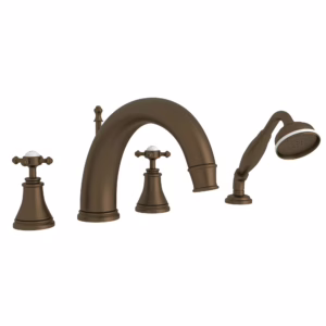 Perrin & Rowe | English Bronze Georgian Era™ 4-Hole Deck Mount Tub Filler With C-Spout