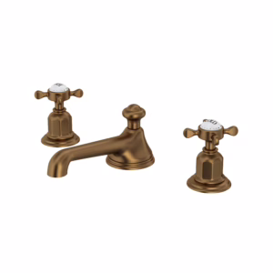 Perrin & Rowe | English Bronze Edwardian™ Widespread Lavatory Faucet With Low Spout