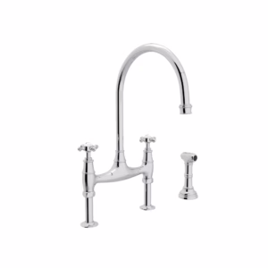Perrin & Rowe | Polished Chrome Georgian Era™ Bridge Kitchen Faucet With Side Spray