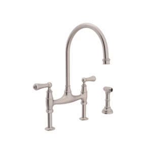 Perrin & Rowe | Satin Nickel Georgian Era™ Bridge Kitchen Faucet With Side Spray