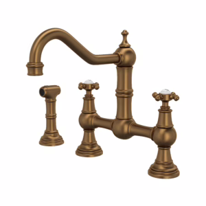 Perrin & Rowe | English Bronze Edwardian™ Bridge Kitchen Faucet With Side Spray
