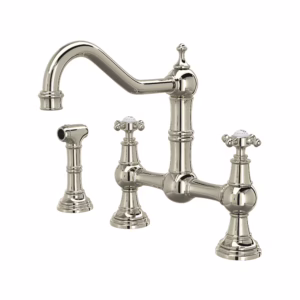 Perrin & Rowe | Polished Nickel Edwardian™ Bridge Kitchen Faucet With Side Spray
