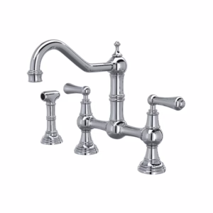 Perrin & Rowe | Polished Chrome Edwardian™ Bridge Kitchen Faucet With Side Spray