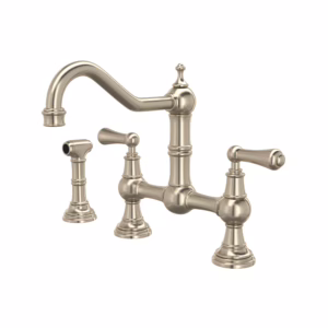 Perrin & Rowe | Satin Nickel Edwardian™ Bridge Kitchen Faucet With Side Spray