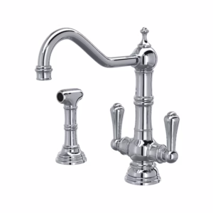 Perrin & Rowe | Polished Chrome Edwardian™ Two Handle Kitchen Faucet With Side Spray
