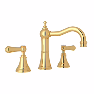 Perrin & Rowe | English Gold Georgian Era™ Widespread Lavatory Faucet With Column Spout