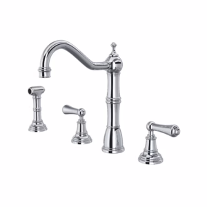 Perrin & Rowe | Polished Chrome Edwardian™ Two Handle Kitchen Faucet With Side Spray