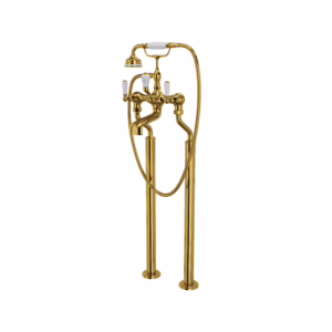 Perrin & Rowe | Unlacquered Brass Traditional Floor Mount Tub Filler