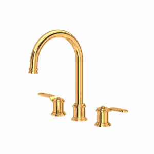Perrin & Rowe | English Gold Armstrong™ Widespread Lavatory Faucet With C-Spout