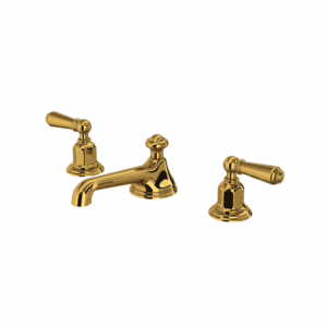 Perrin & Rowe | Unlacquered Brass Edwardian™ Widespread Lavatory Faucet With Low Spout