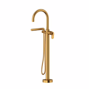 RIOBEL | Brushed Gold Arca™ Thermostatic Single  Hole Floor Mount Tub Filler Trim