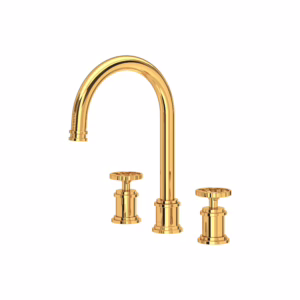 Perrin & Rowe | English Gold Armstrong™ Widespread Lavatory Faucet With C-Spout