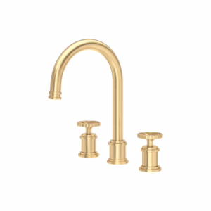 Perrin & Rowe | Satin English Gold Armstrong™ Widespread Lavatory Faucet With C-Spout