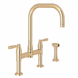 Perrin & Rowe | English Gold Holborn™ Bridge Kitchen Faucet With U-Spout and Side Spray