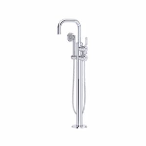Perrin & Rowe | Polished Chrome Armstrong™ Single Hole Floor Mount Tub Filler Trim With U-Spout
