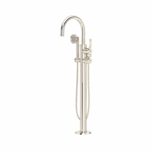 Perrin & Rowe | Polished Nickel Armstrong™ Single Hole Floor Mount Tub Filler Trim With C-Spout