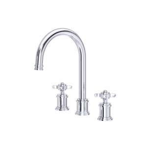 Perrin & Rowe | Polished Chrome Armstrong™ Widespread Lavatory Faucet With C-Spout