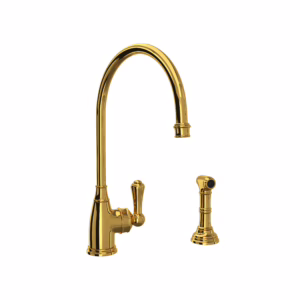 Perrin & Rowe | Unlacquered Brass Georgian Era™ Kitchen Faucet With Side Spray