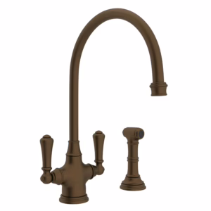 Perrin & Rowe | English Bronze Georgian Era™ Two Handle Kitchen Faucet With Side Spray