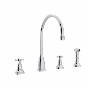 Perrin & Rowe | Polished Chrome Georgian Era™ Two Handle Kitchen Faucet With Side Spray