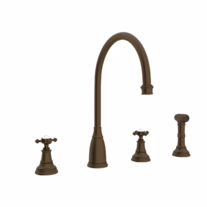 Perrin & Rowe | English Bronze Georgian Era™ Two Handle Kitchen Faucet With Side Spray
