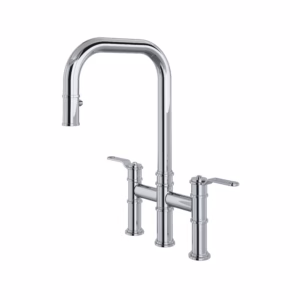 Perrin & Rowe | Polished Chrome Armstrong™ Pull-Down Bridge Kitchen Faucet With U-Spout