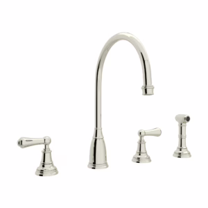 Perrin & Rowe | Polished Nickel Georgian Era™ Two Handle Kitchen Faucet With Side Spray