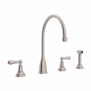 Perrin & Rowe | Satin Nickel Georgian Era™ Two Handle Kitchen Faucet With Side Spray