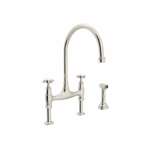 Perrin & Rowe | Polished Nickel Georgian Era™ Bridge Kitchen Faucet With Side Spray