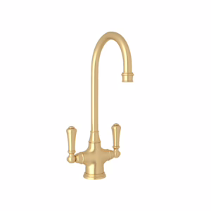 Perrin & Rowe | Satin English Gold Georgian Era™ Two Handle Bar/Food Prep Kitchen Faucet