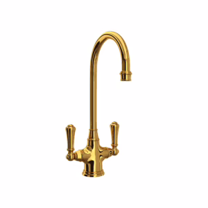 Perrin & Rowe | Unlacquered Brass Georgian Era™ Two Handle Bar/Food Prep Kitchen Faucet