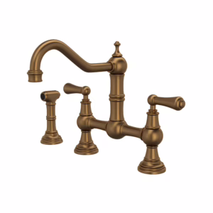 Perrin & Rowe | English Bronze Edwardian™ Bridge Kitchen Faucet With Side Spray