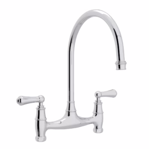 Perrin & Rowe | Polished Chrome Georgian Era™ Bridge Kitchen Faucet Without Unions