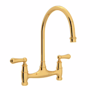 Perrin & Rowe | English Gold Georgian Era™ Bridge Kitchen Faucet Without Unions