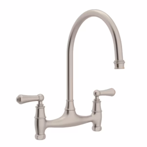 Perrin & Rowe | Satin Nickel Georgian Era™ Bridge Kitchen Faucet Without Unions