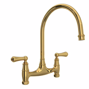 Perrin & Rowe | Unlacquered Brass Georgian Era™ Bridge Kitchen Faucet Without Unions