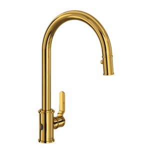 Perrin & Rowe | Unlacquered Brass Armstrong™ Pull-Down Touchless Kitchen Faucet