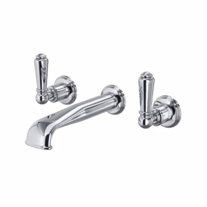 Perrin & Rowe | Polished Chrome Edwardian™ Wall Mount Lavatory Faucet Trim With U-Spout