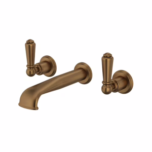 Perrin & Rowe | English Bronze Edwardian™ Wall Mount Lavatory Faucet Trim With U-Spout