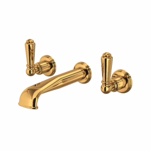Perrin & Rowe | English Gold Edwardian™ Wall Mount Lavatory Faucet Trim With U-Spout