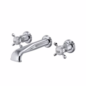 Perrin & Rowe | Polished Chrome Edwardian™ Wall Mount Lavatory Faucet Trim With U-Spout