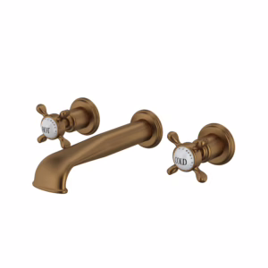 Perrin & Rowe | English Bronze Edwardian™ Wall Mount Lavatory Faucet Trim With U-Spout
