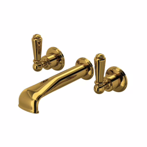 Perrin & Rowe | Unlacquered Brass Edwardian™ Wall Mount Tub Filler Trim With U-Spout