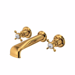Perrin & Rowe | English Gold Edwardian™ Wall Mount Tub Filler Trim With U-Spout