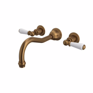 Perrin & Rowe | English Bronze Edwardian™ Wall Mount Tub Filler Trim With Column Spout
