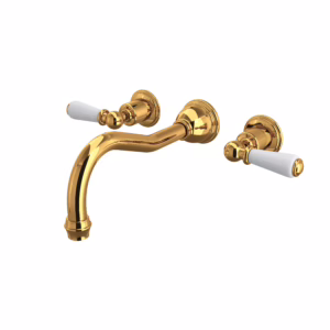 Perrin & Rowe | English Gold Edwardian™ Wall Mount Tub Filler Trim With Column Spout