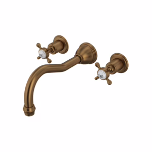 Perrin & Rowe | English Bronze Edwardian™ Wall Mount Tub Filler Trim With Column Spout